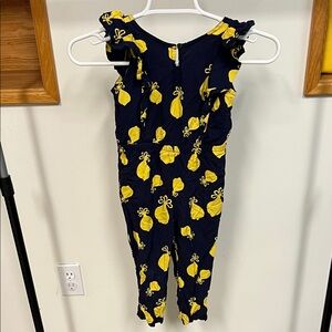 Janie and Jack Navy Romper with Yellow Accents